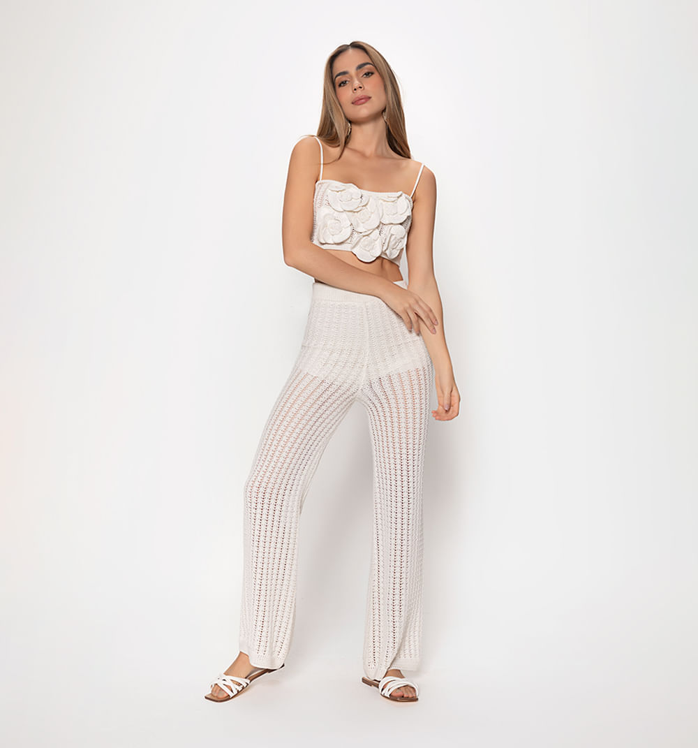 Conjunto pantalon y top crochet de flore
