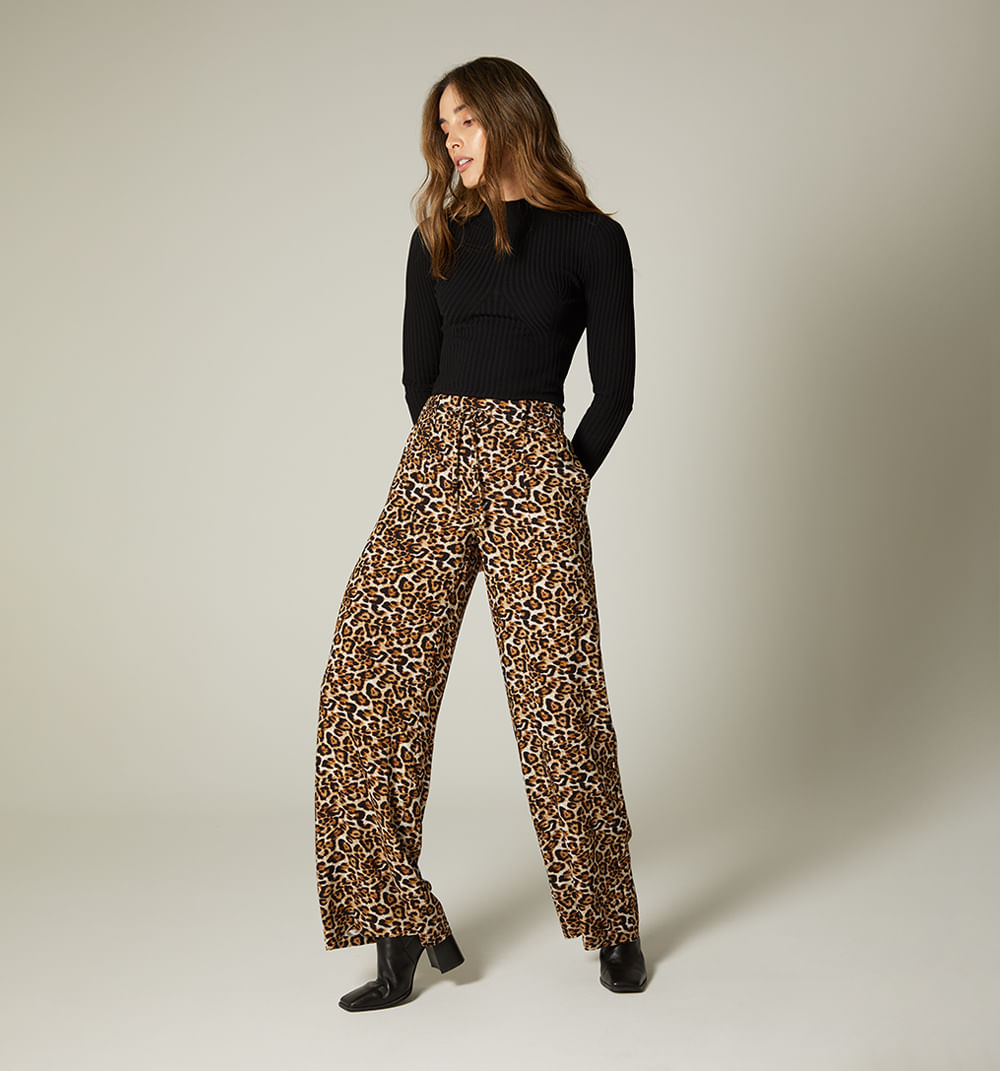 Pantalon palazo, pretina ruchada con jar