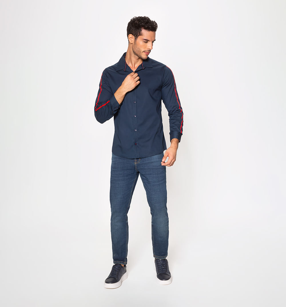 Camisa manga larga slim fit con cinta en