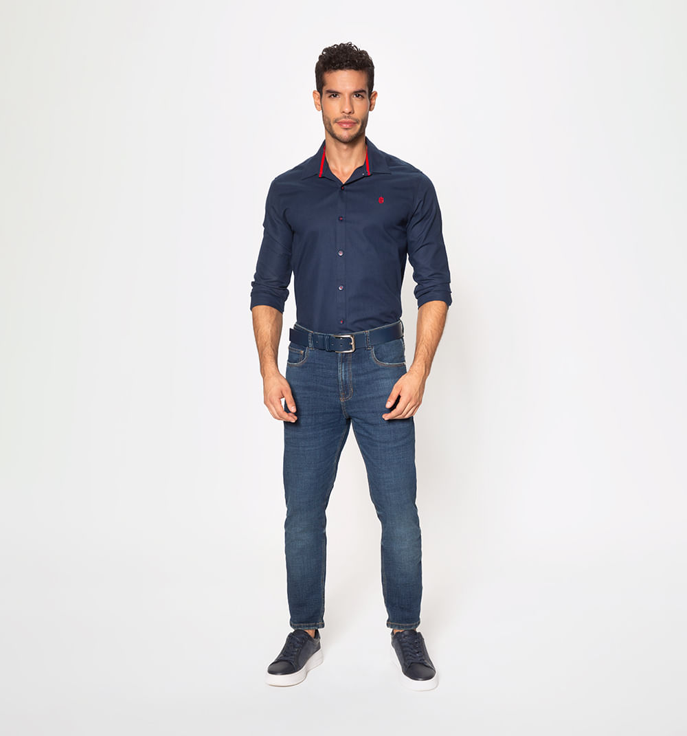 Camisa oxford stretch manga larga slim f