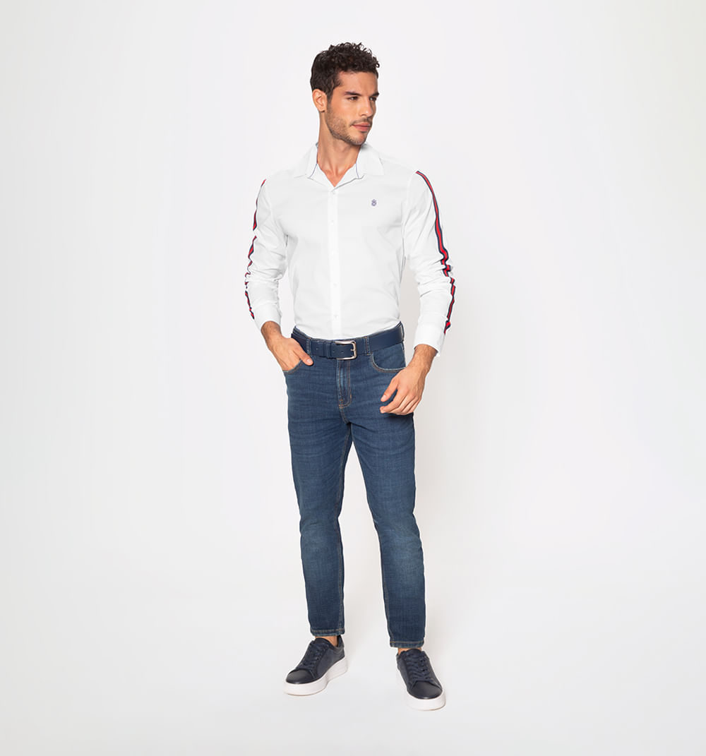Camisa manga larga slim fit con cinta en