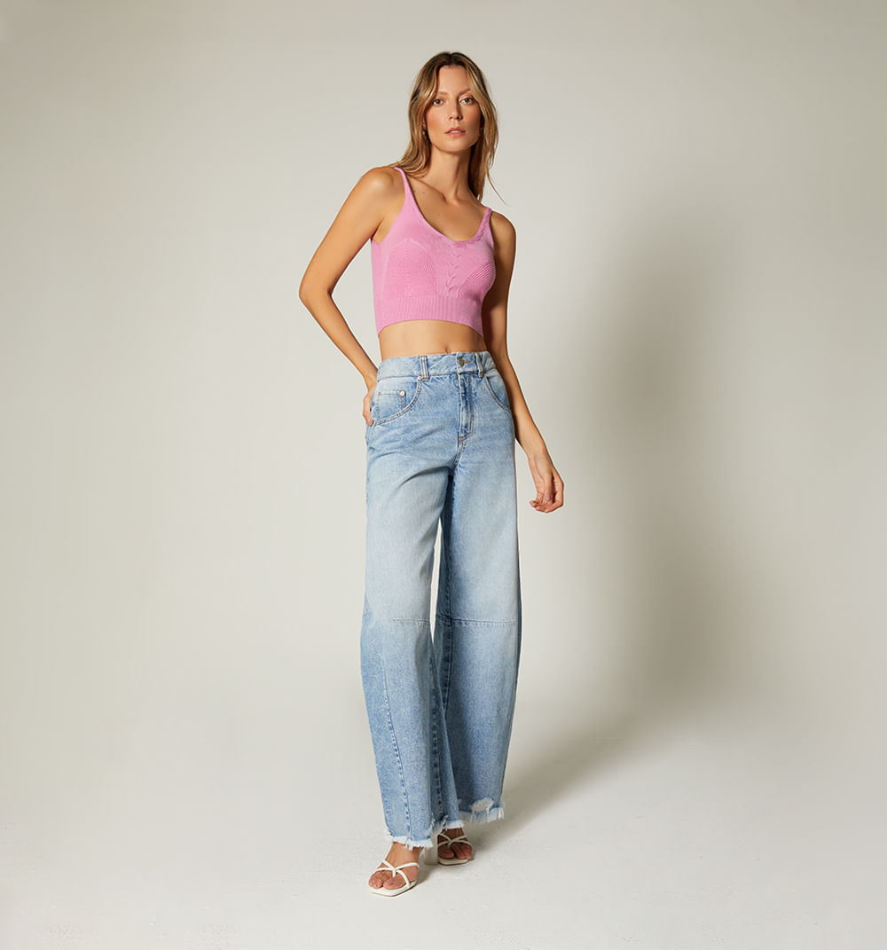 Top de tiras en tejido punto