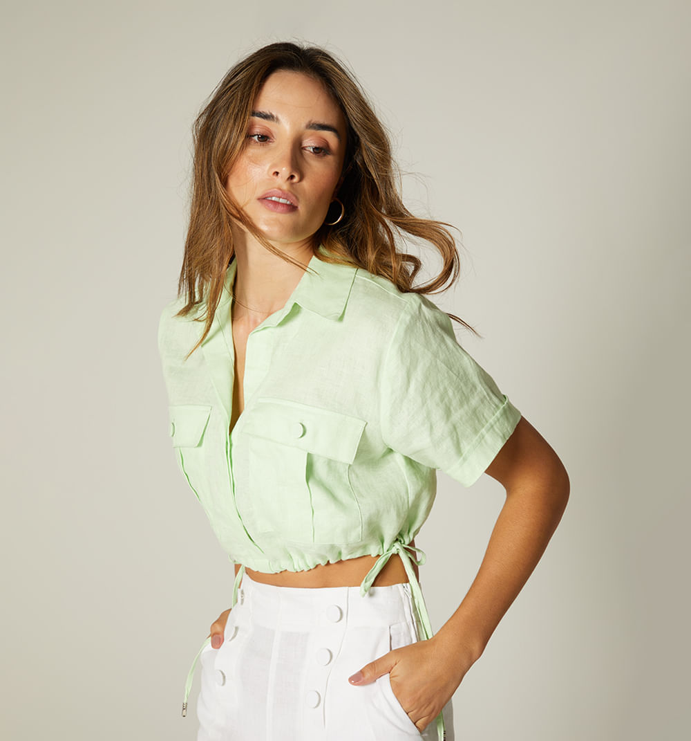 Blusa manga corta con tiras