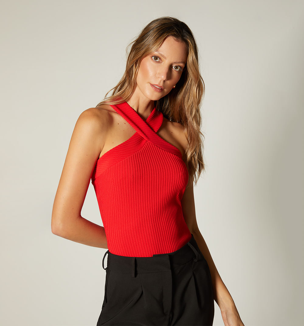 Blusa con fajon tiras cruzadas