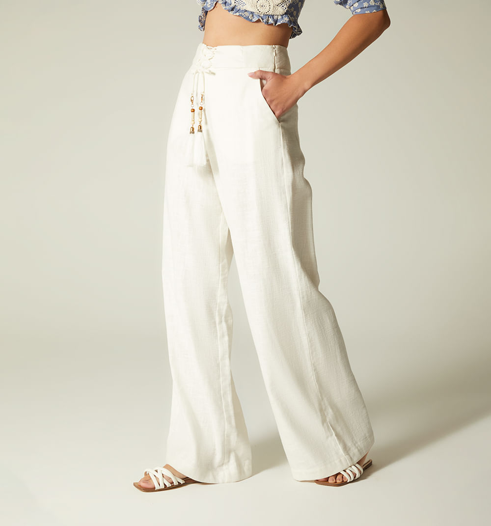 Pantalon palazzo con detalle en pretina