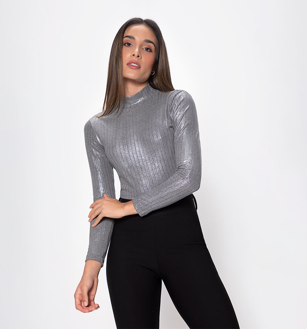 Blusa manga larga cuello tortuga