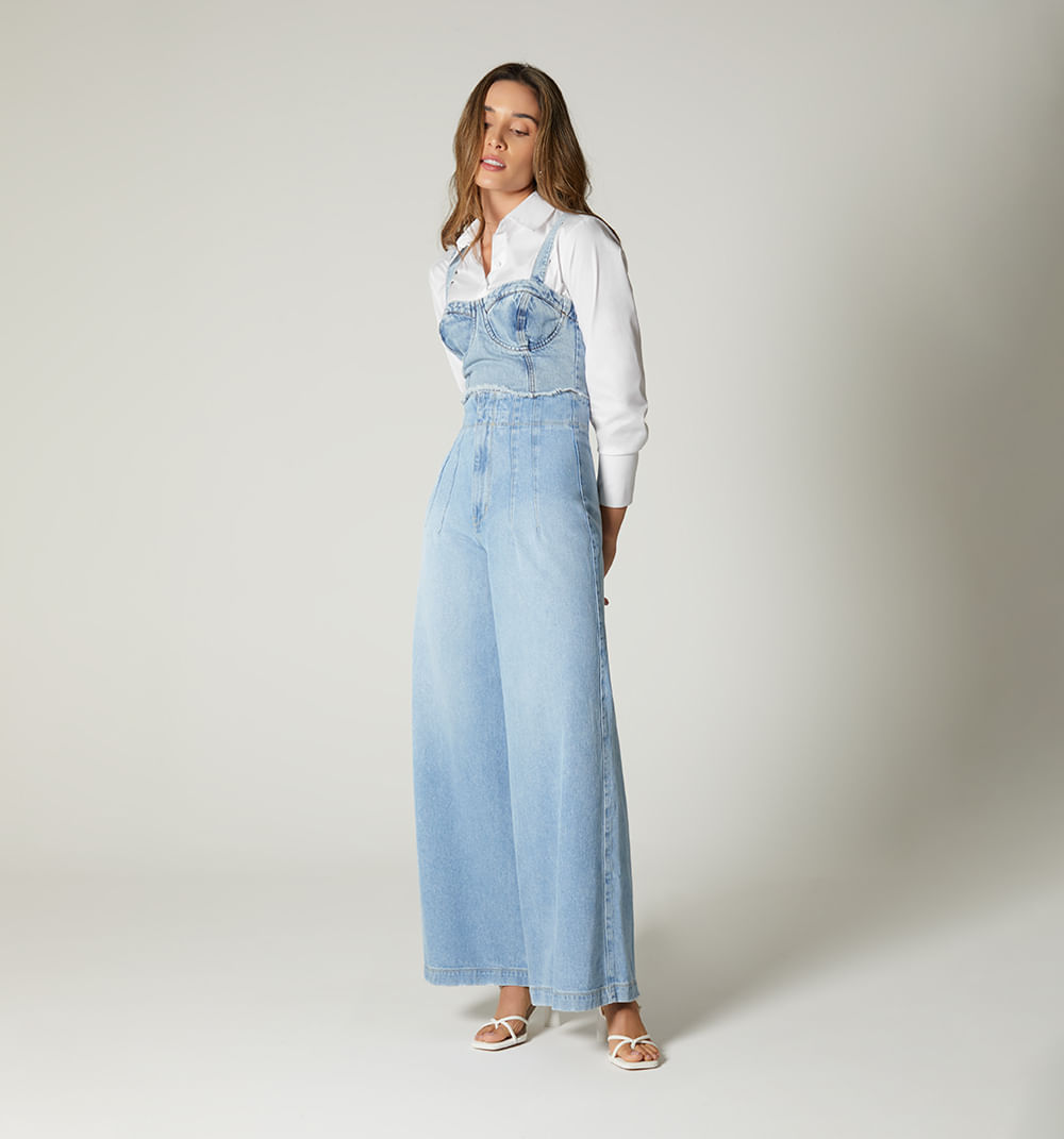 Crop top demin con copas desflecados