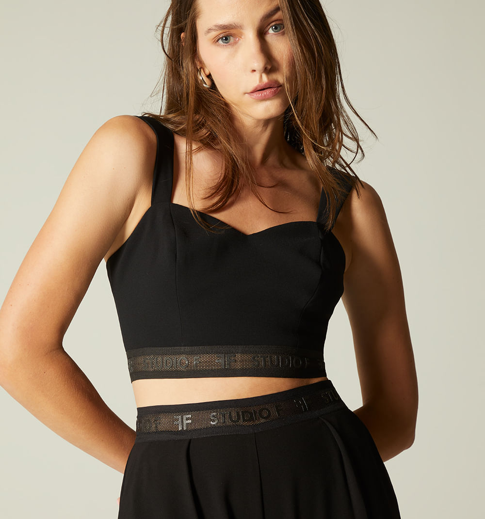 Blusa crop de tiras anchas con terminaci