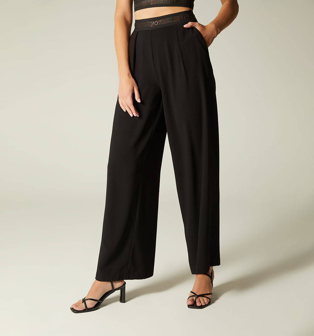 Pantalon bota ancha con elastico en cint