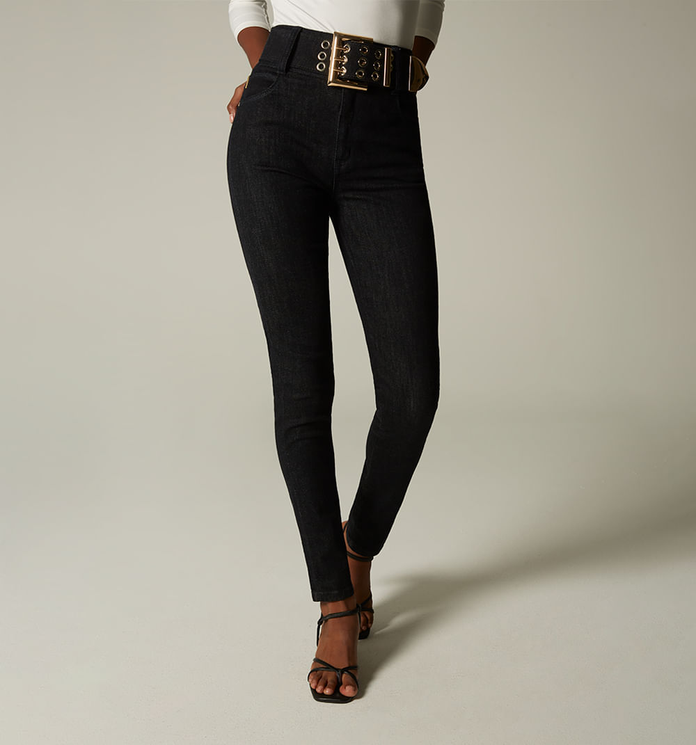 Jean skinny tiro alto, cinco bolsillos,