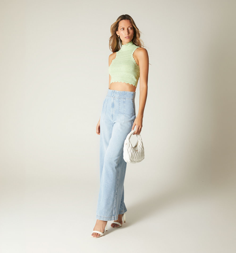 Top tejido en lace y ottoman