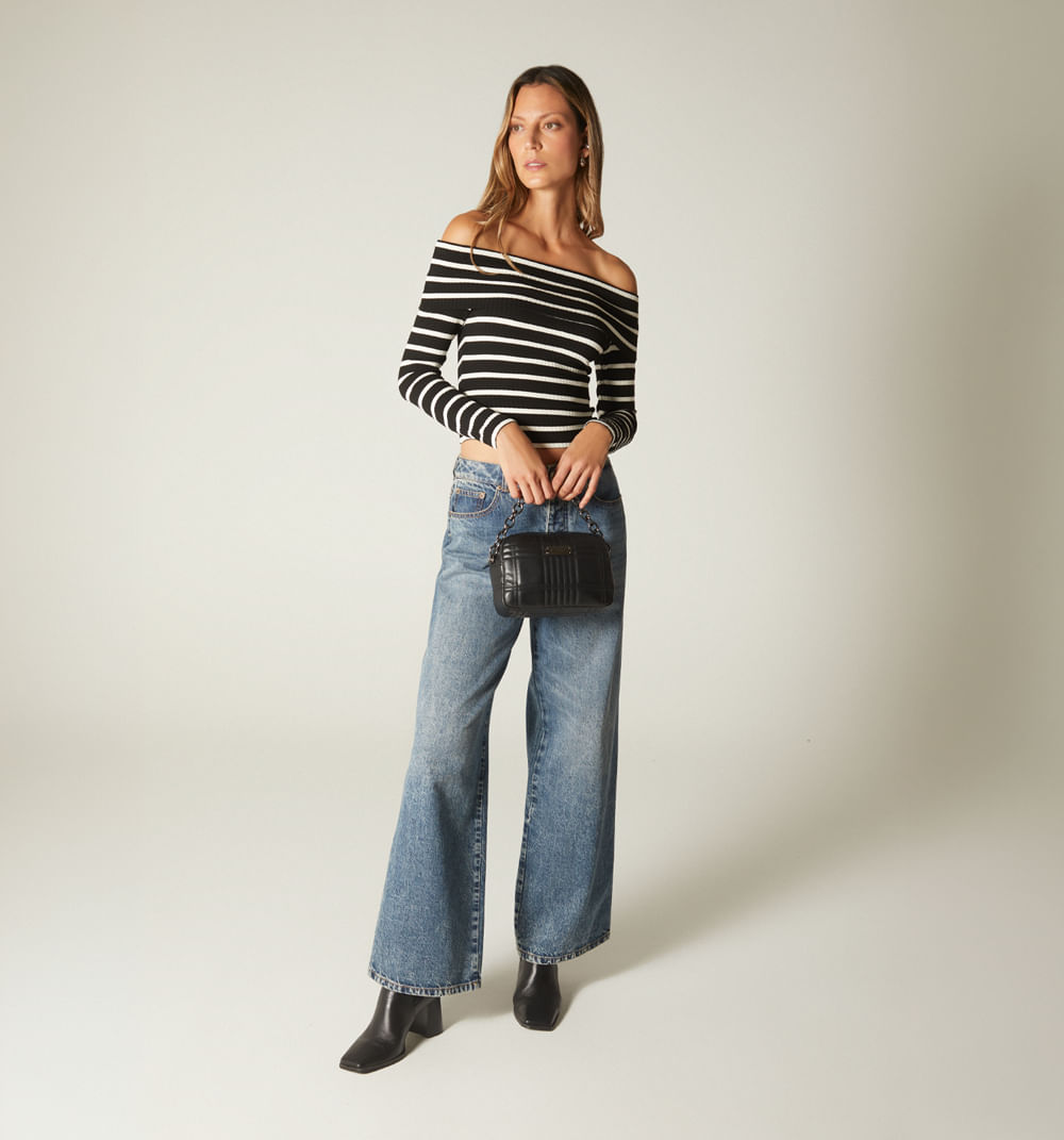 Blusa escote bandeja manga larga