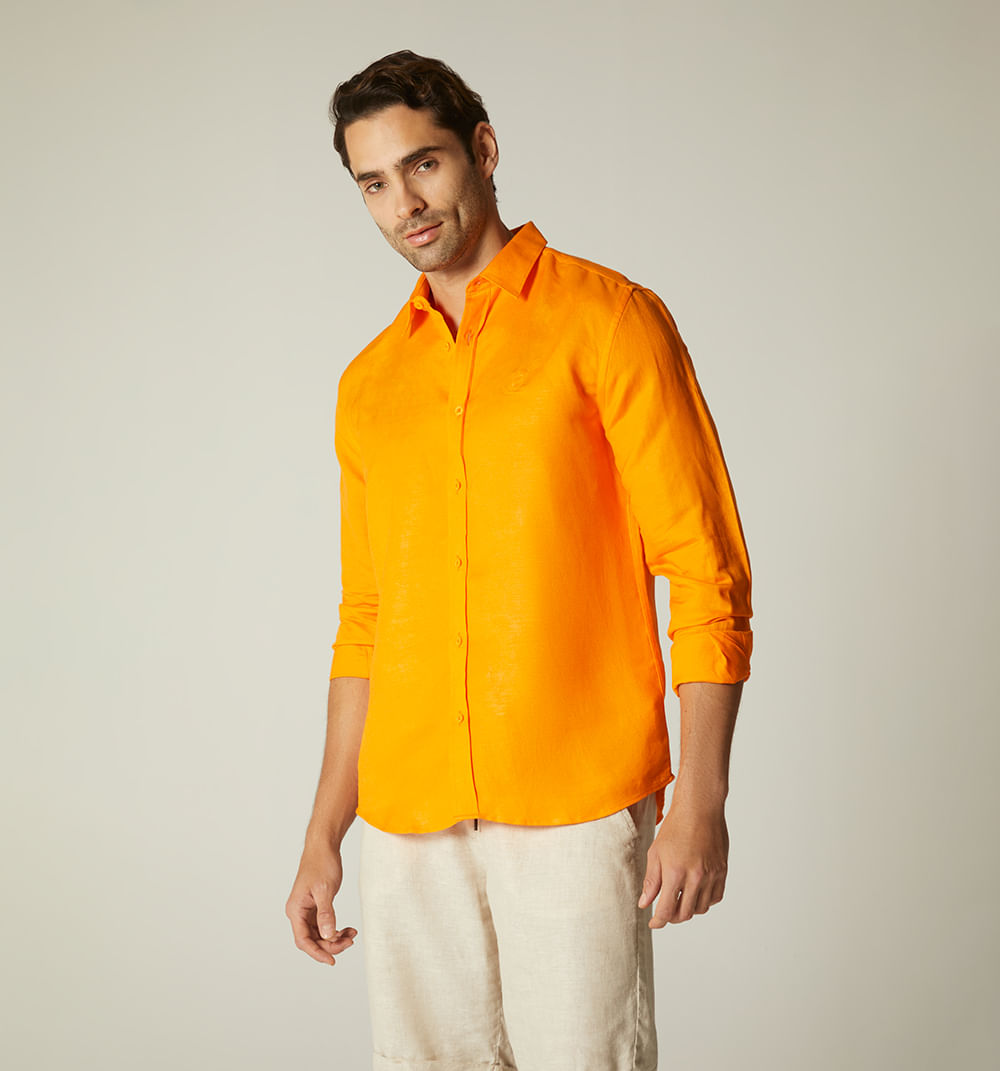 Camisa en lino para hombre manga larga