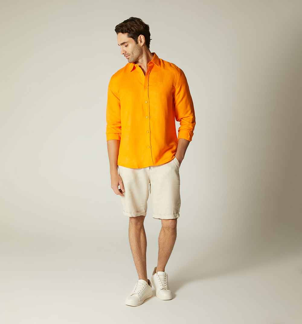 Camisa en lino para hombre manga larga