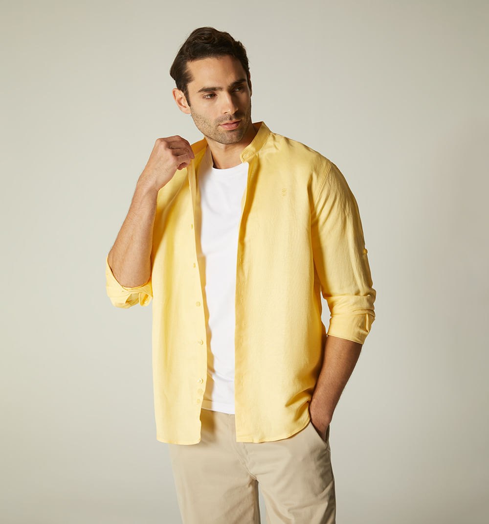 Camisa para hombre en lino cuello nerú m