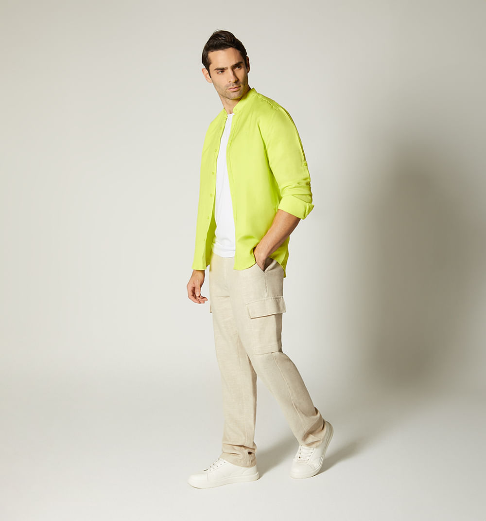 Camisa para hombre en lino cuello nerú m