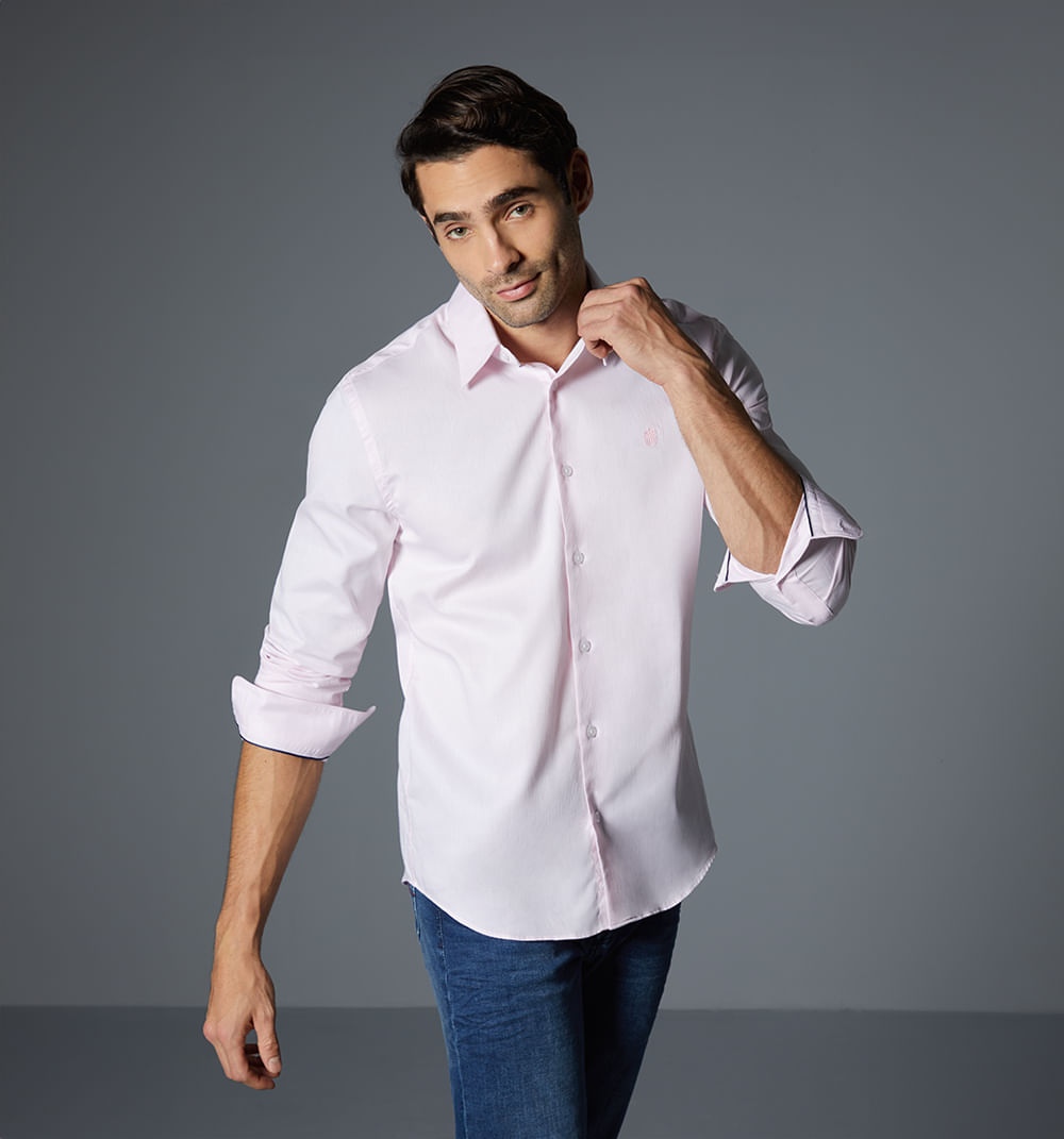 Camisa para hombre manga larga mil rayas