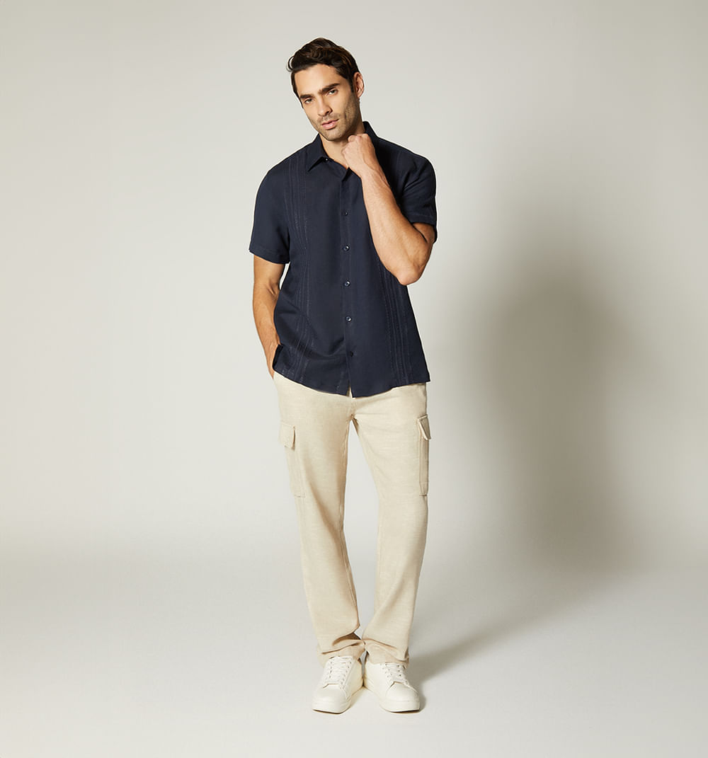Pantalón para hombre tipo cargo en lino