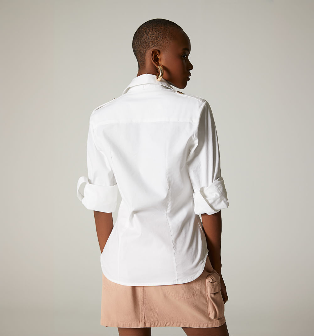 Blusa manga larga cuello camisero