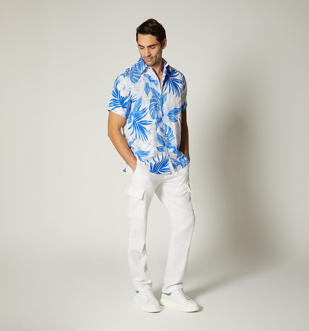 Pantalón para hombre tipo cargo en lino