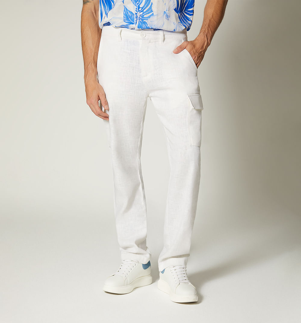 Pantalón para hombre tipo cargo en lino