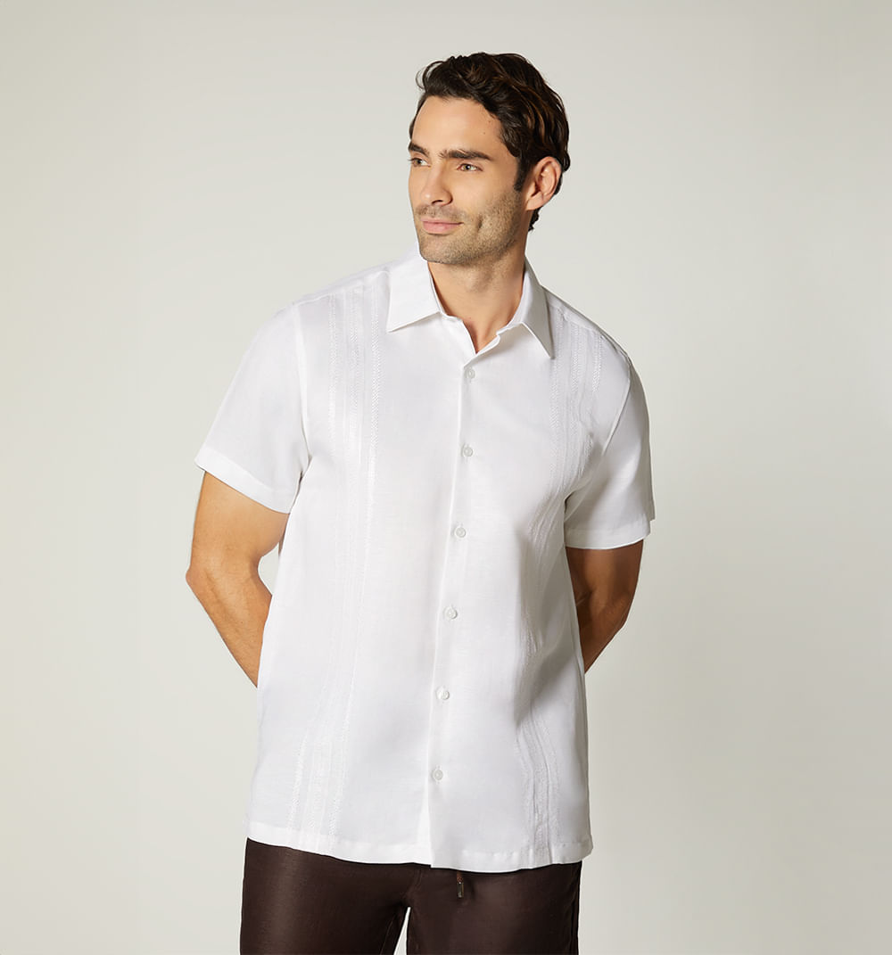 Camisa guayabera para hombre manga corta