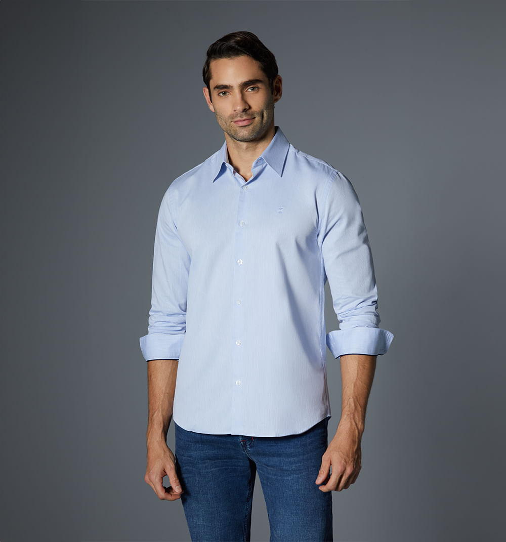 Camisa para hombre manga larga mil rayas