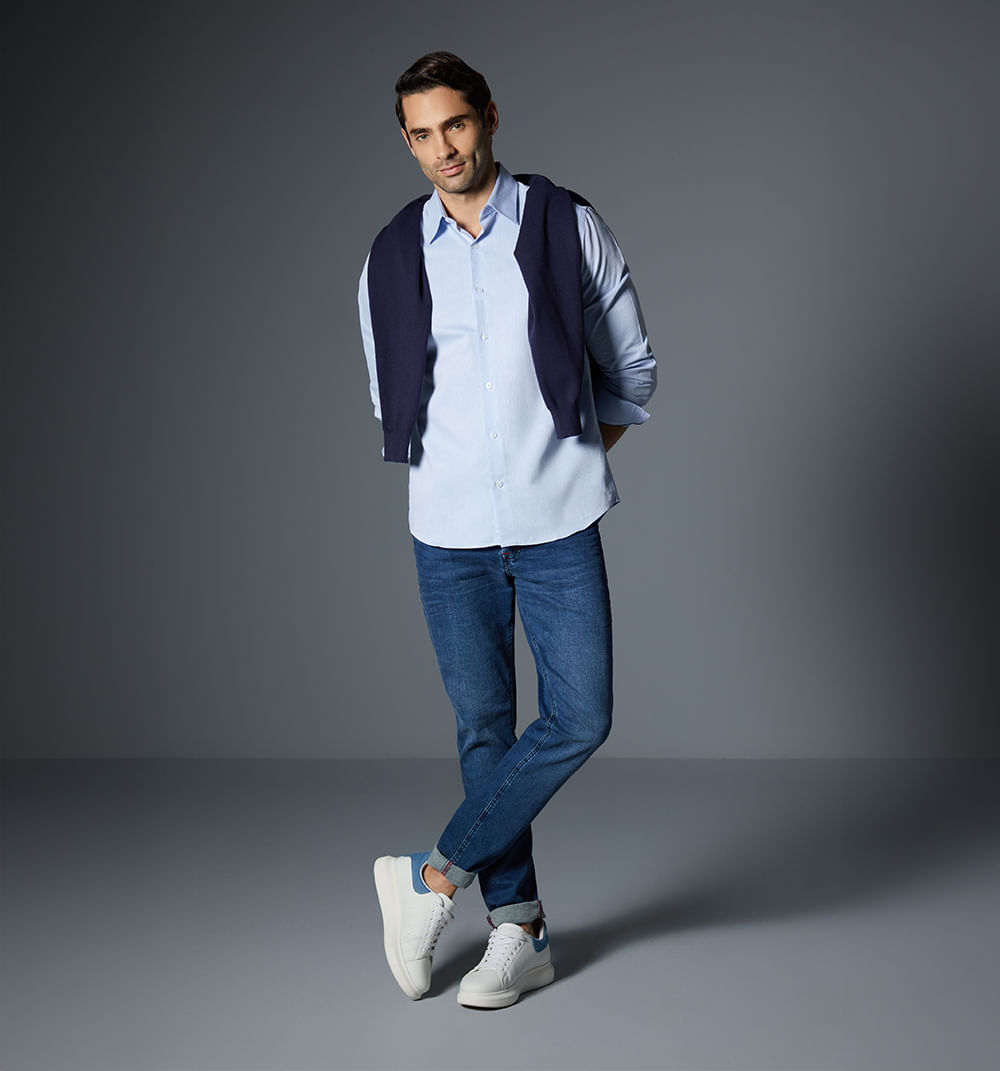 Camisa para hombre manga larga mil rayas