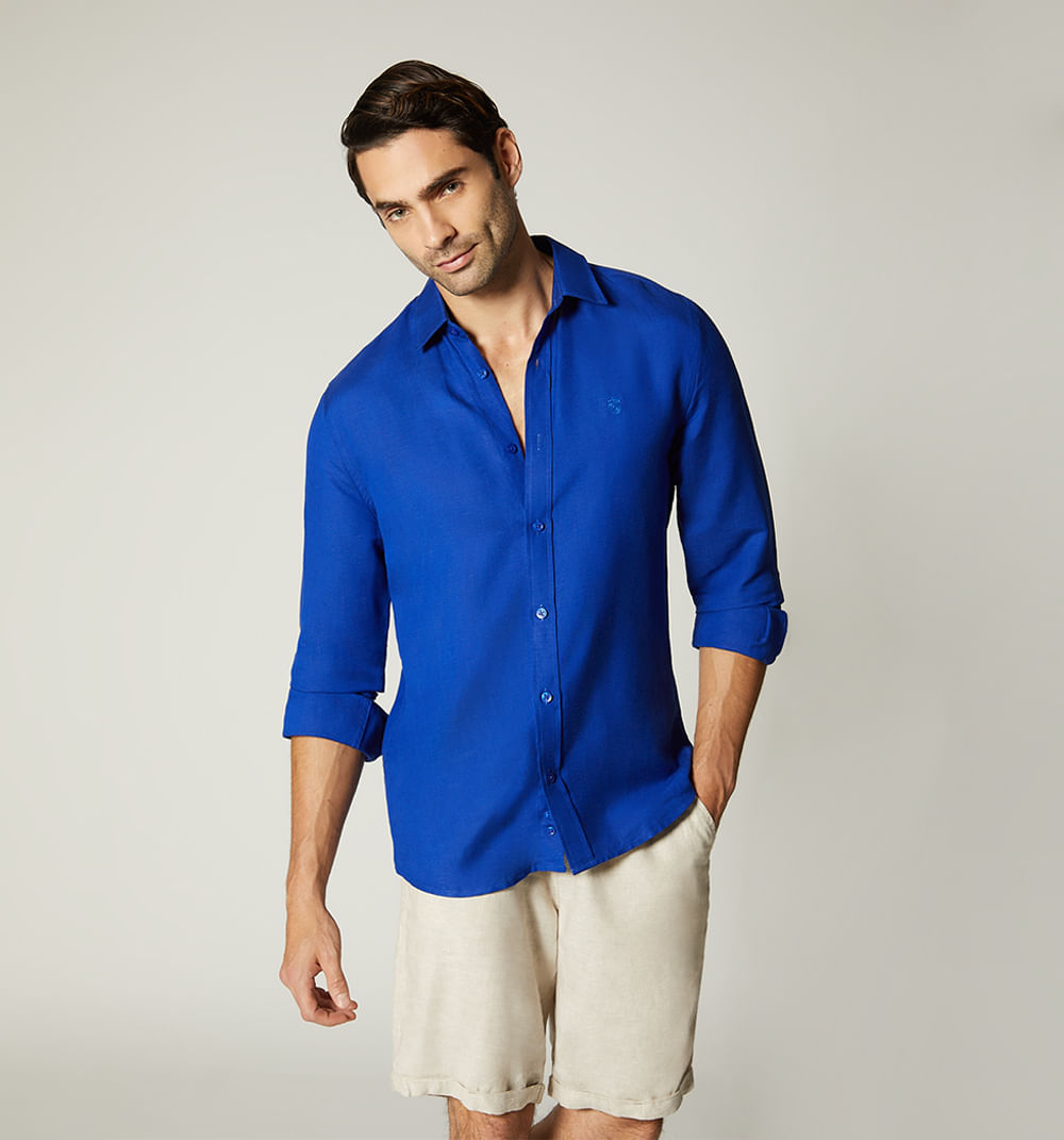 Camisa en lino para hombre manga larga