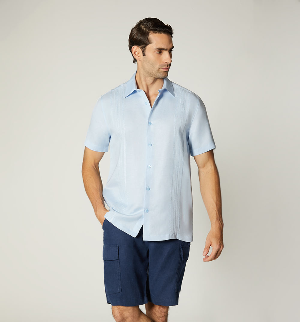 Camisa guayabera para hombre manga corta