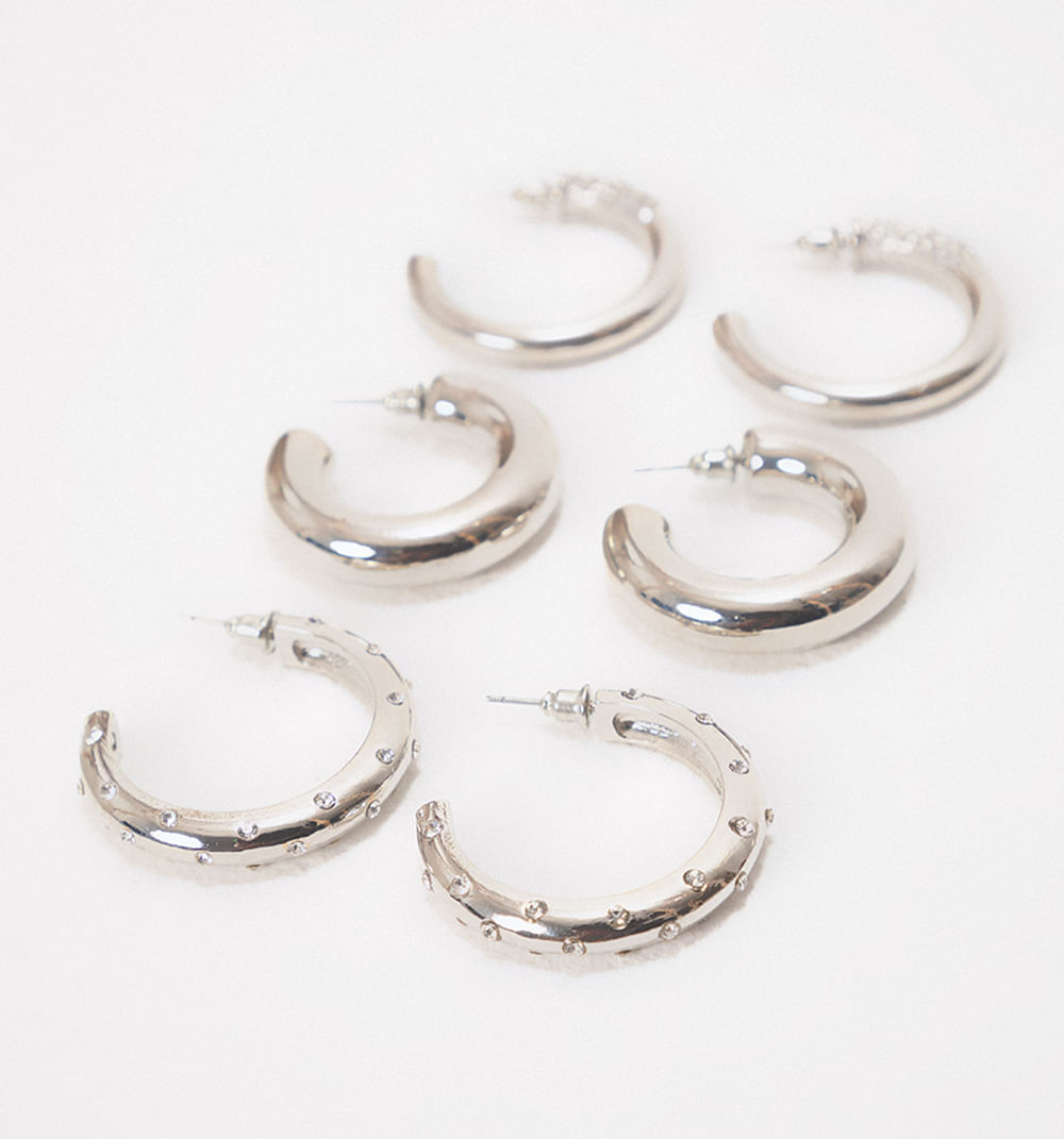 Set x 3 candongas chunky y cristales