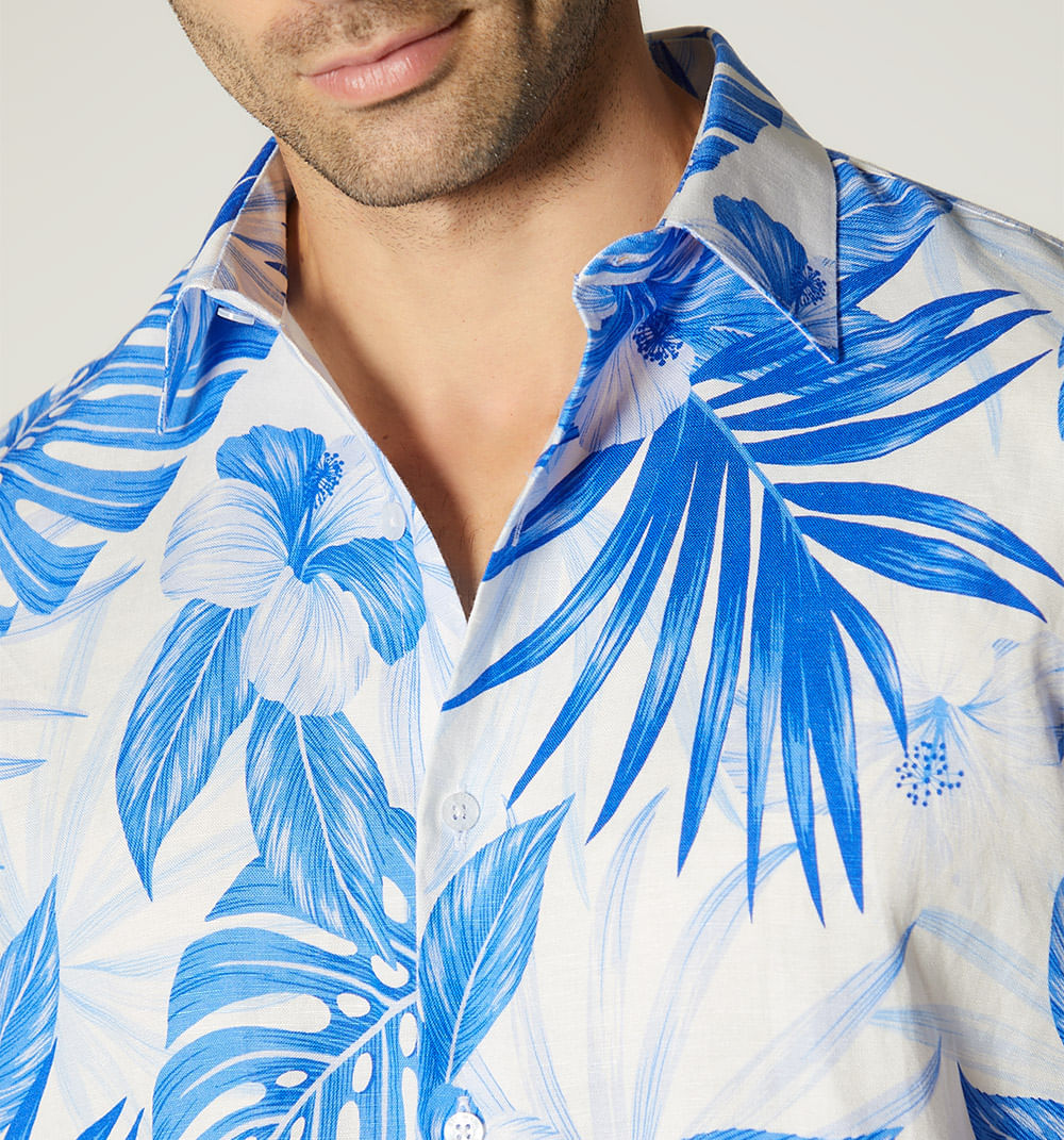 Camisa para hombre estampada en lino
