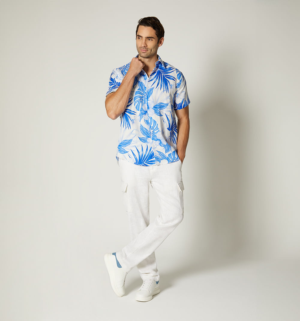 Camisa para hombre estampada en lino