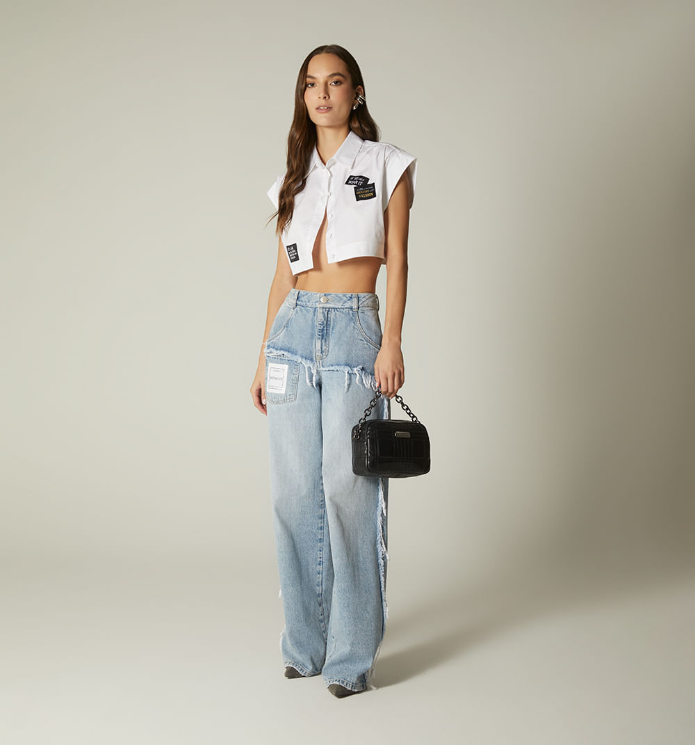 Blusa manga rodada con jareta marquillas