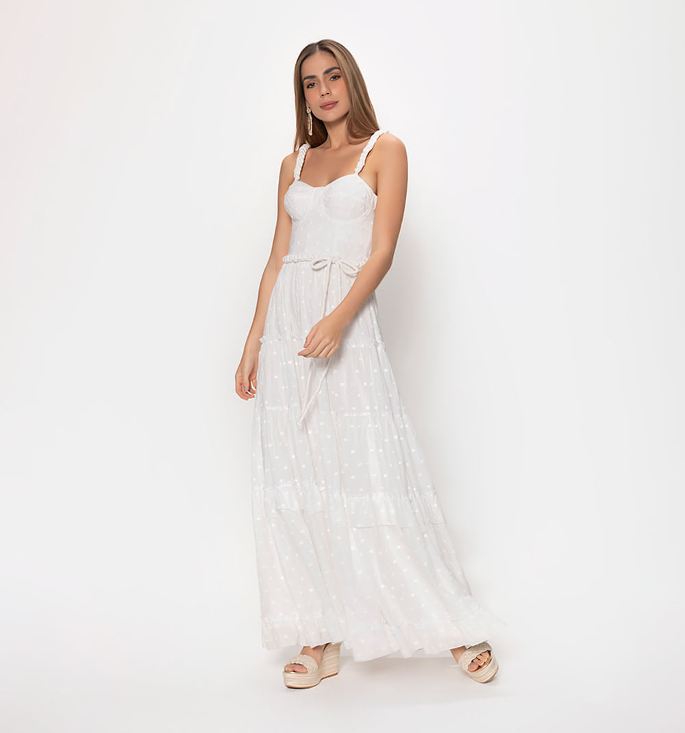 Vestido largo con tiempos copas espalda