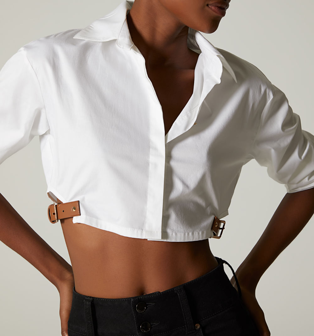 Blusa camisera corta manga larga con her