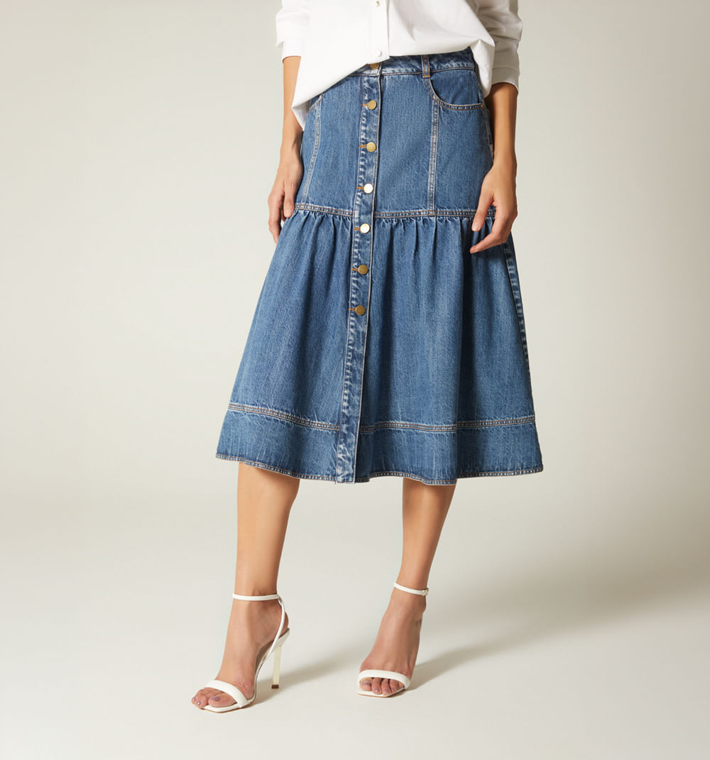 Falda midi tiro alto