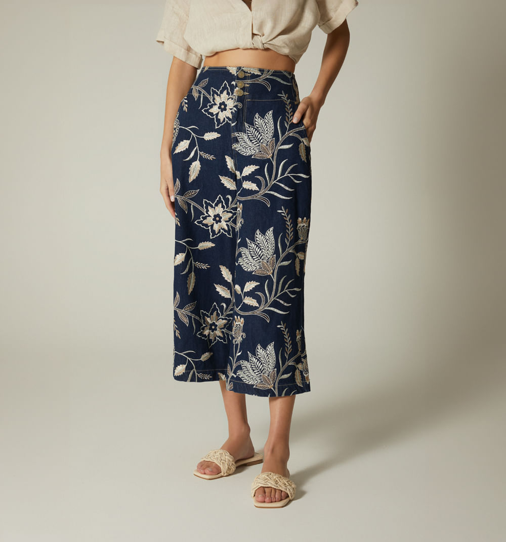 Jean culotte, tiro super alto en jacquar