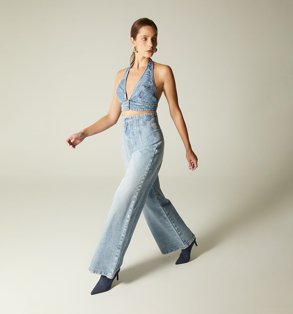 Blusa halter con flor