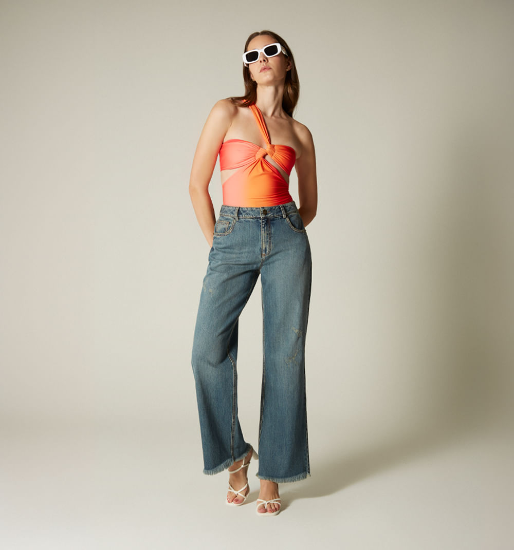 Body de tira ancha asimetrico