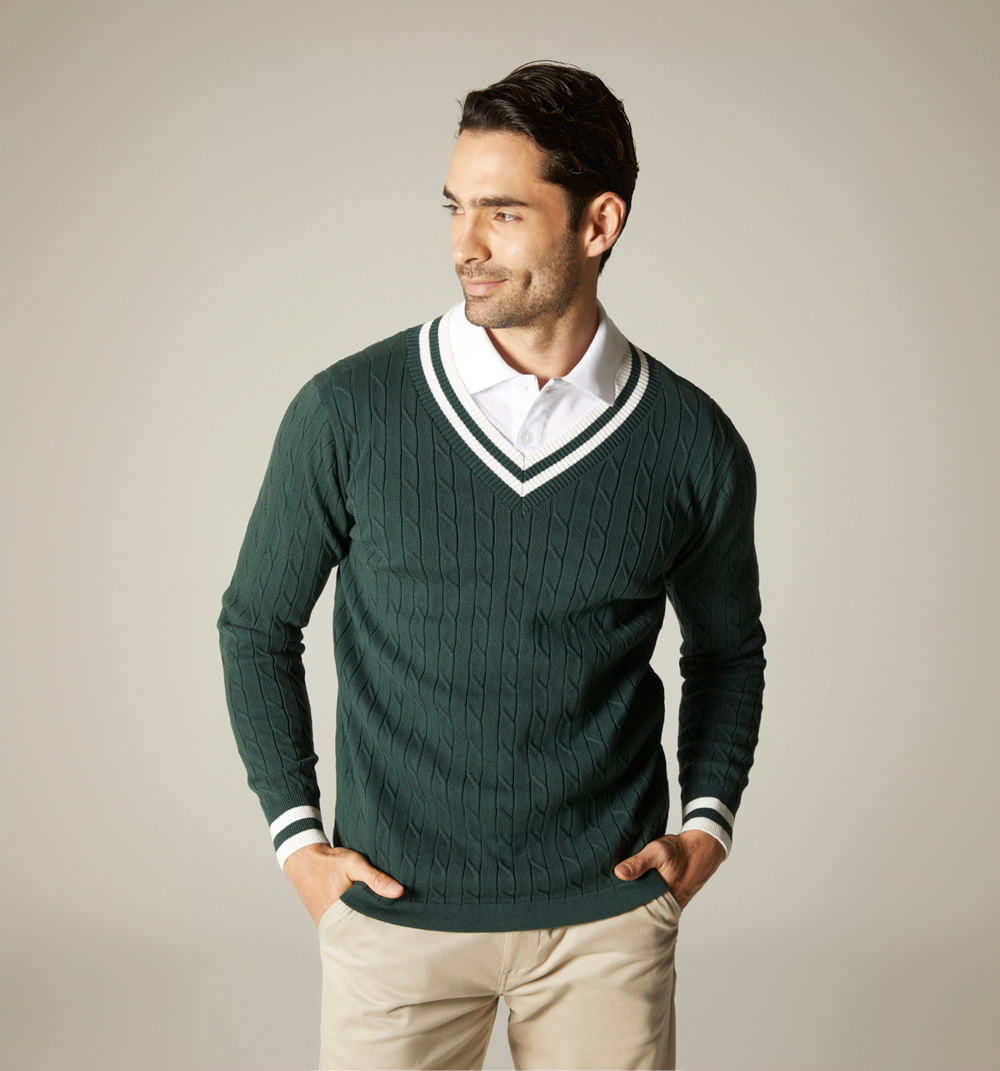 Buso cuello v a rayas