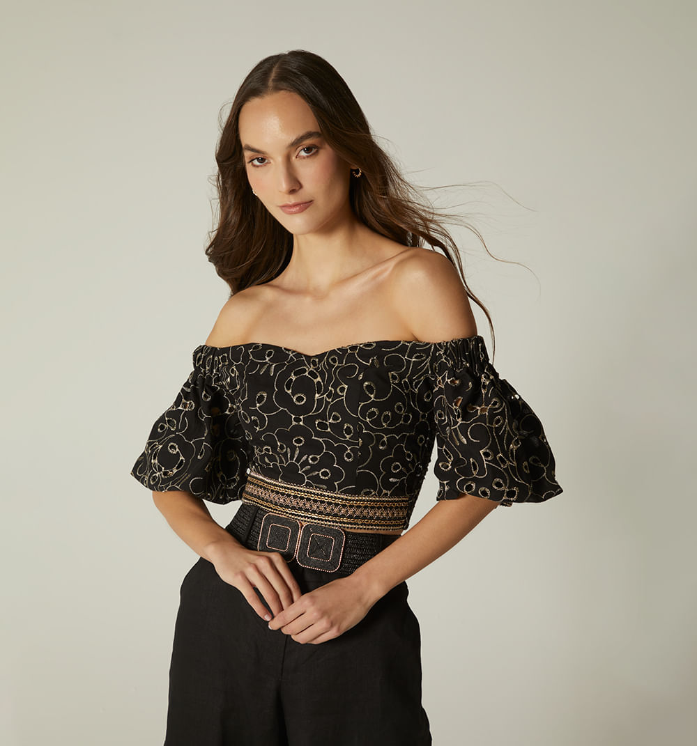 Blusa manga corta con espalda ruchada