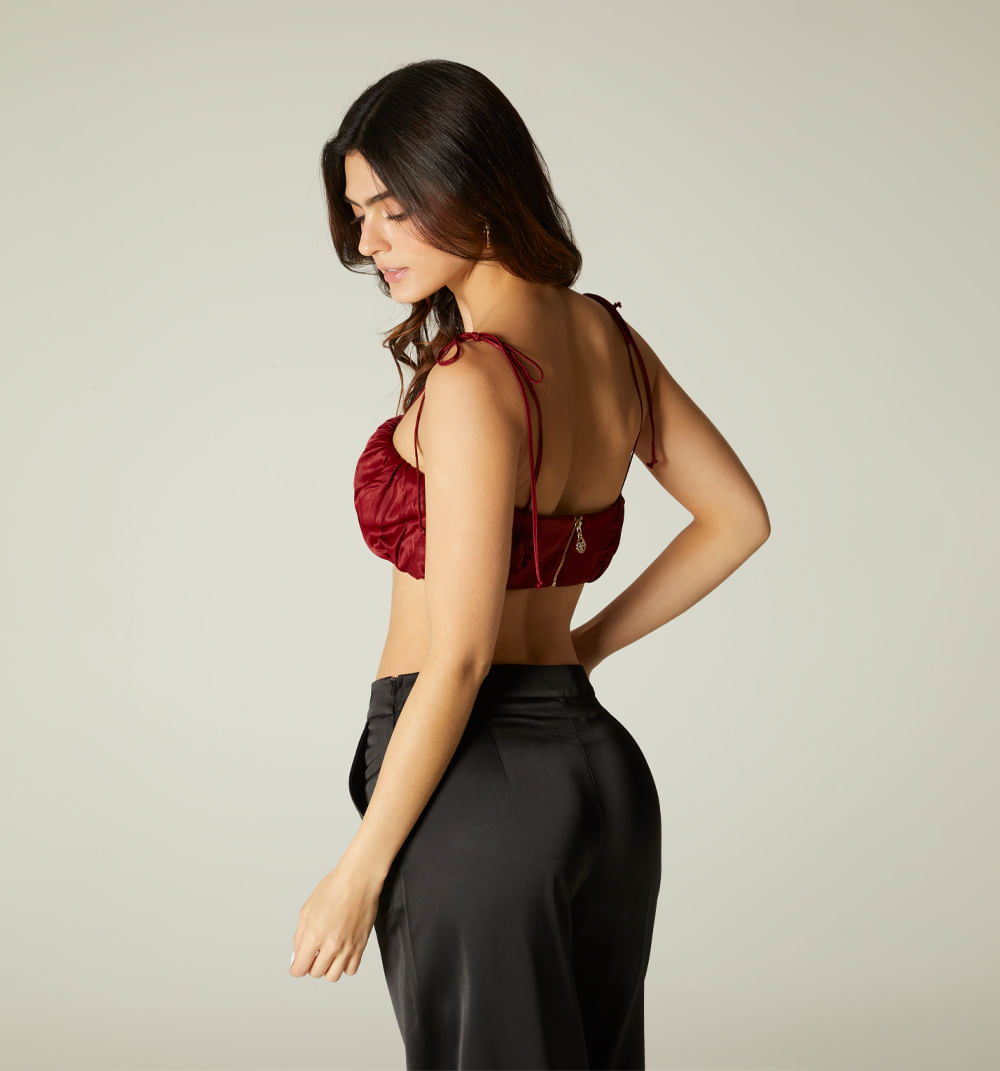 Crop top  de tiras anudadas frente drape