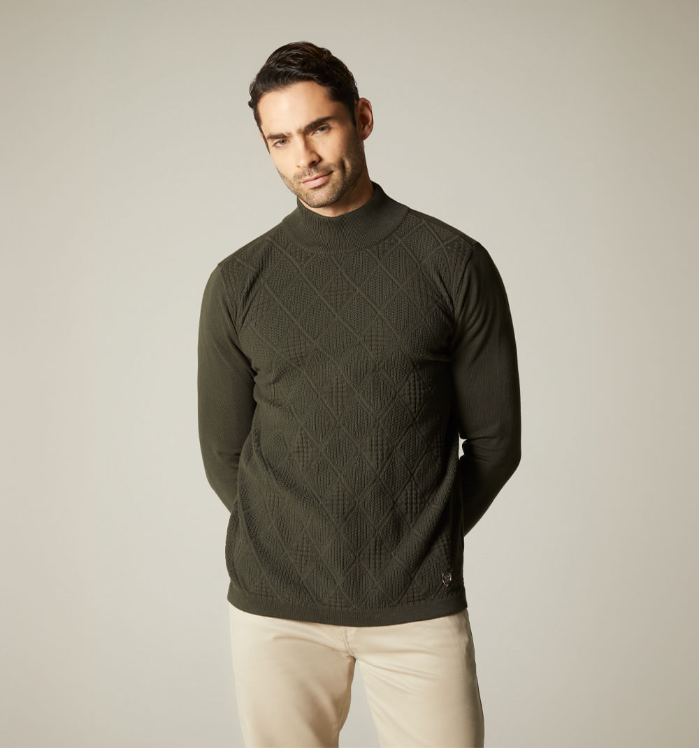 Buzo de rombos cuello alto