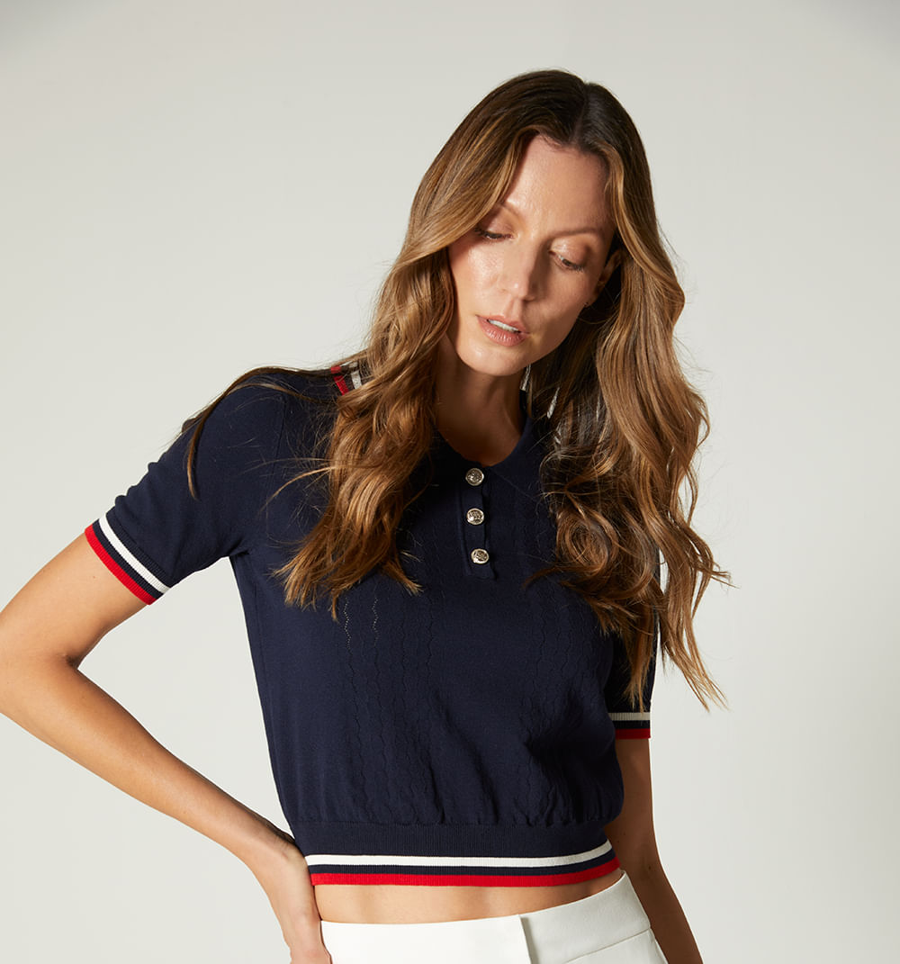 Blusa polo manga corta