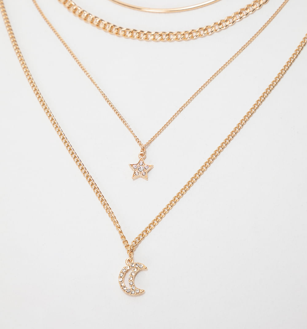 Collar multicadenas dijes cristales set