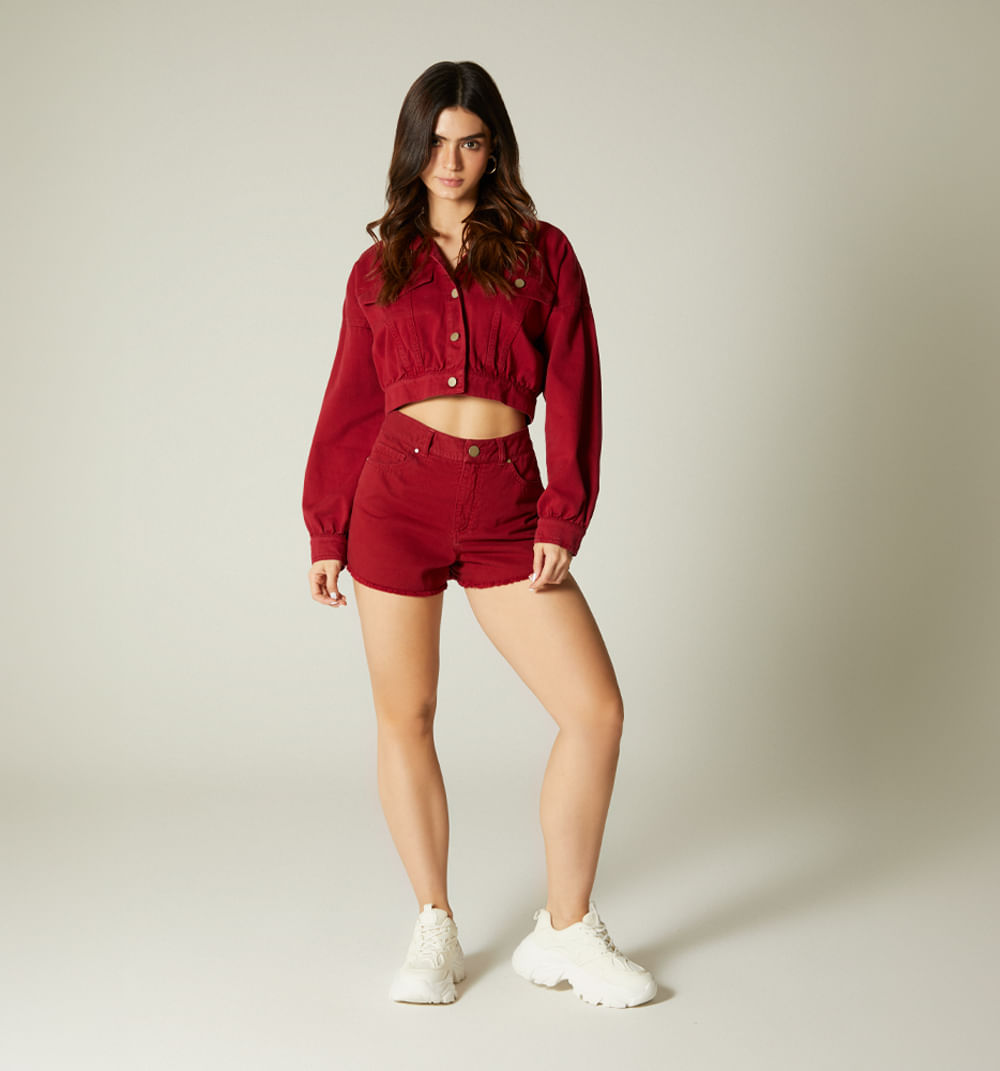 Short tiro alto, cinco bolsillos, color