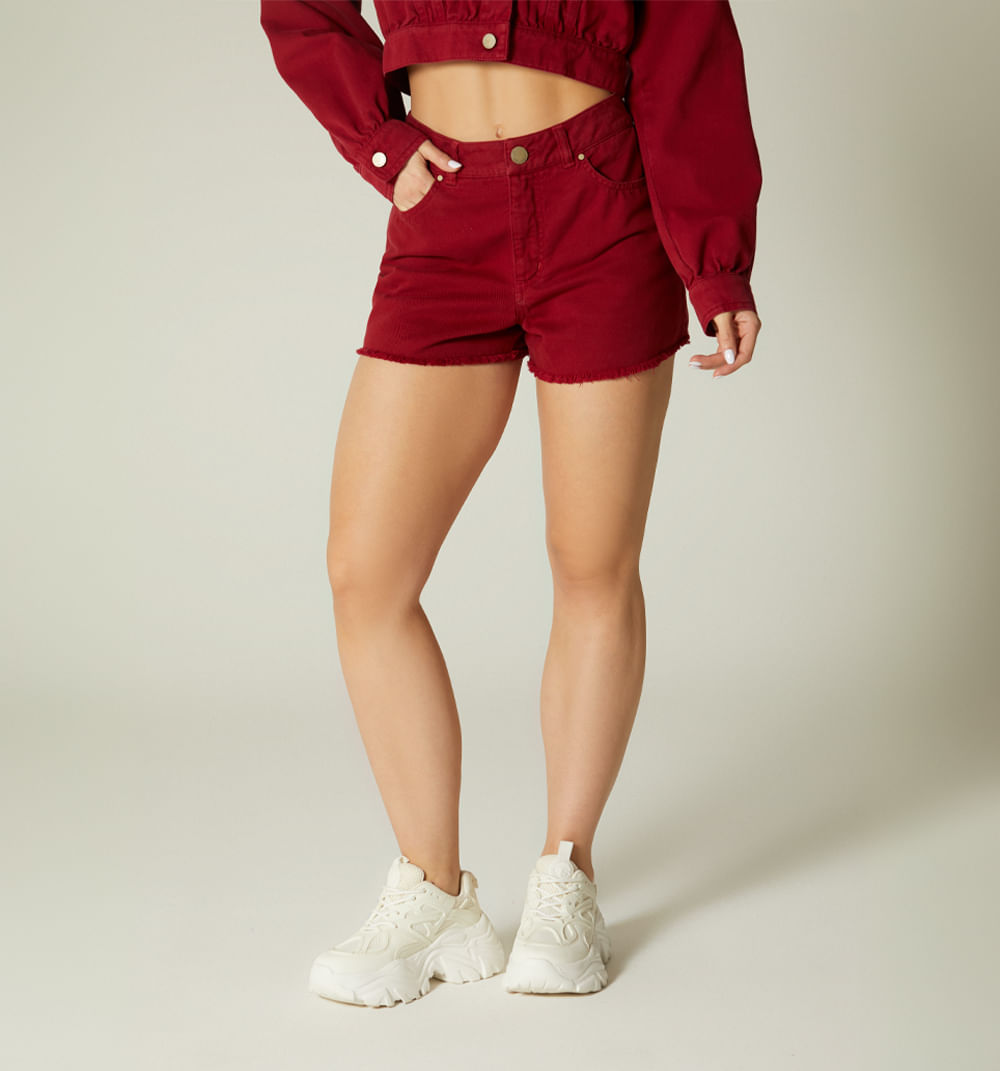 Short tiro alto, cinco bolsillos, color