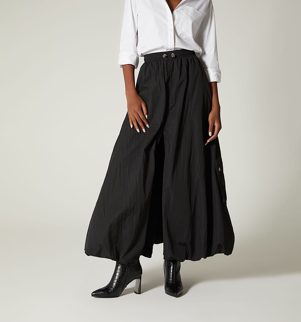 Falda larga con recojido