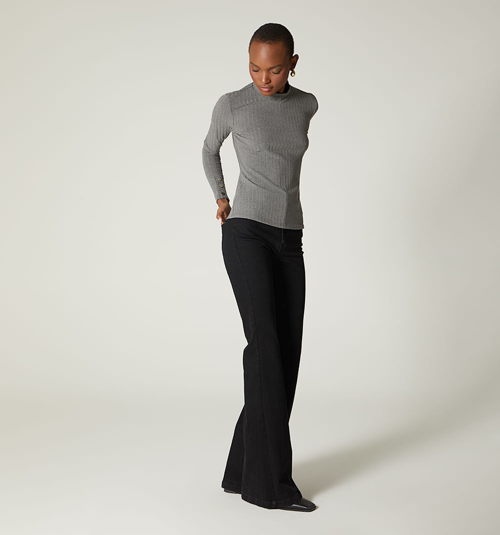 Blusa manga larga cuello tortuga